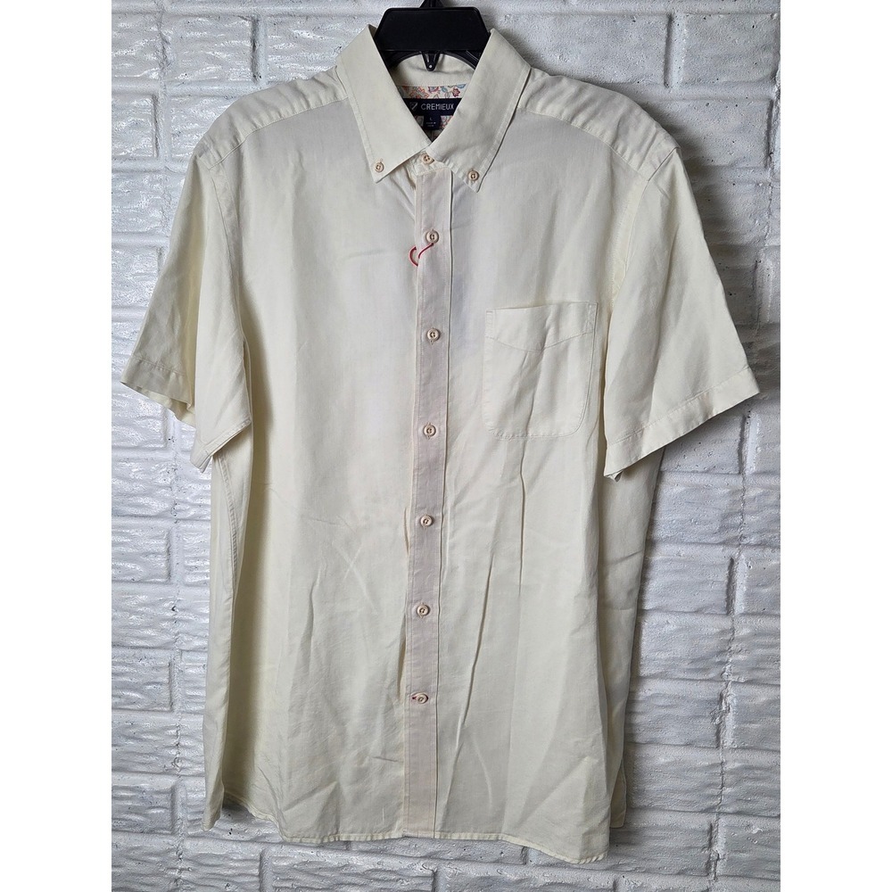 Cremieux button up shirt Men's size Large Ivory color Lyocell short sleeve NWT